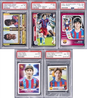 2005 Lionel Messi Card Collection (5 Different PSA-Graded Cards) - Featuring Mundi Cromo Top Liga Foil